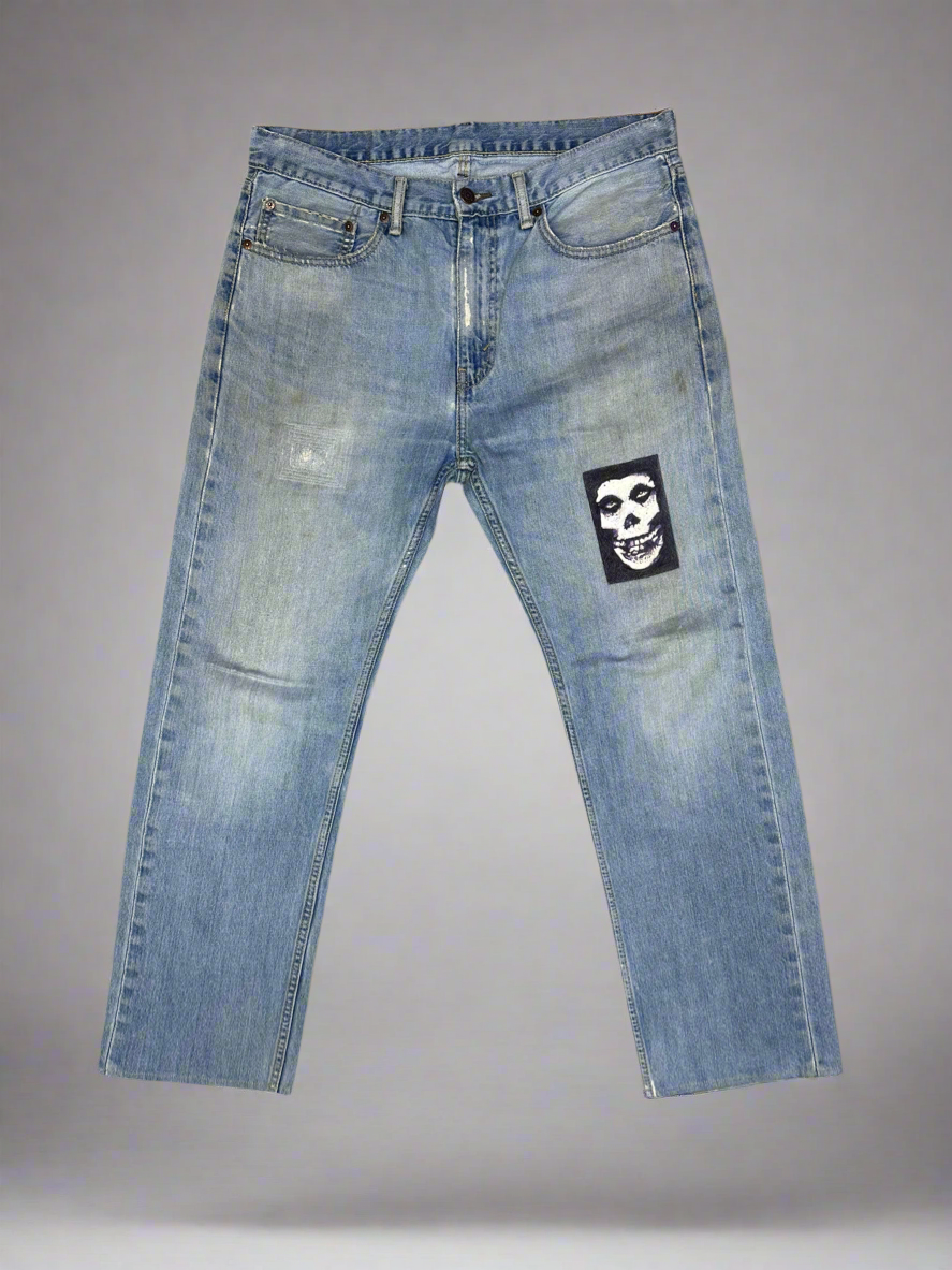 custom ‘Misfits’ vintage hand-painted levis 501 jeans/ 34x30