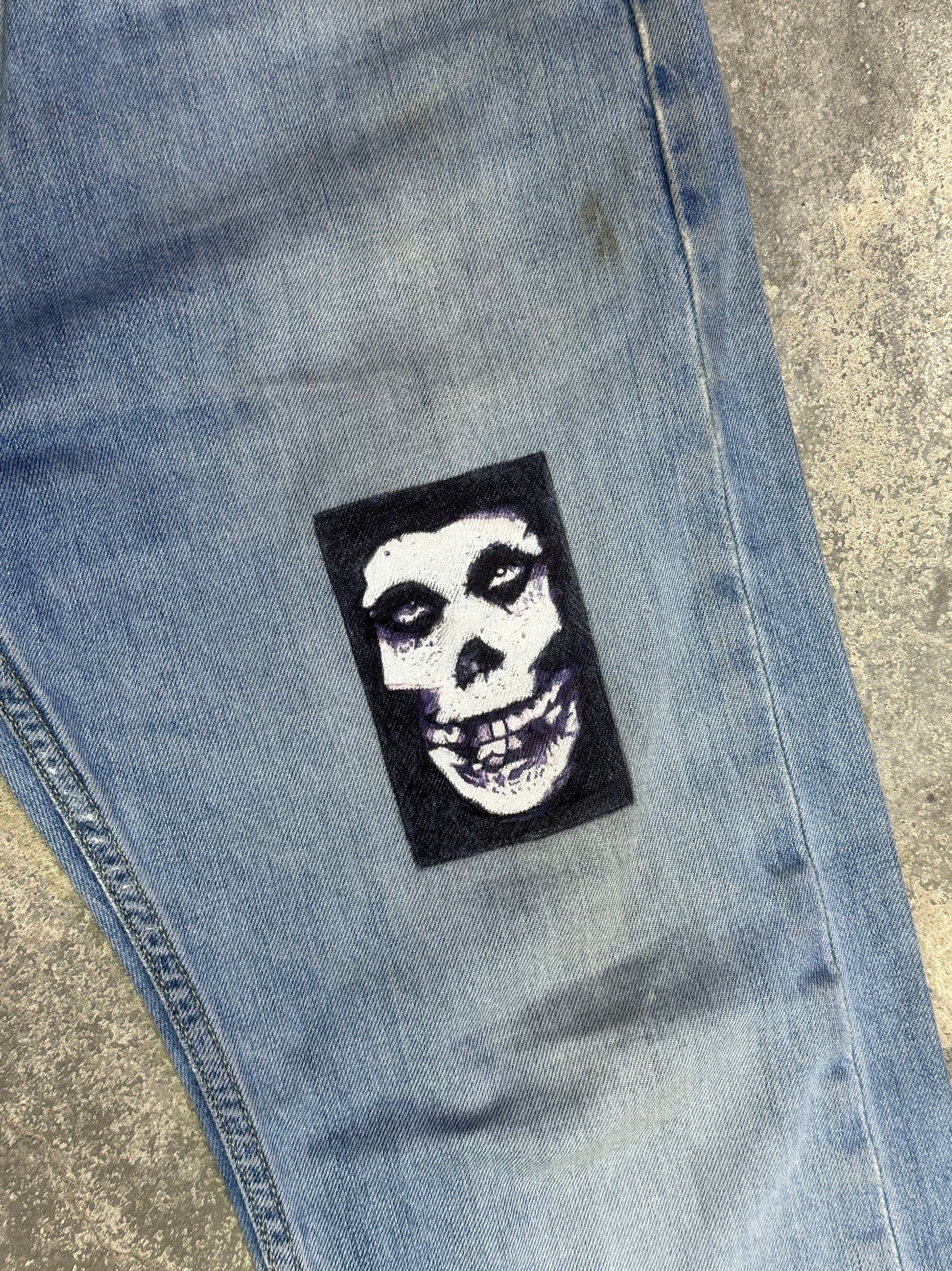 custom ‘Misfits’ vintage hand-painted levis 501 jeans/ 34x30